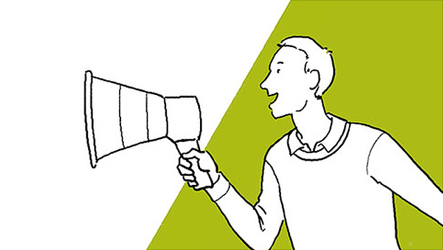 Illustration Mensch mit Megafon