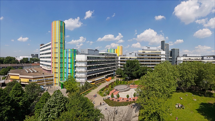 Aufnahme von schräg oben des Campus Essen